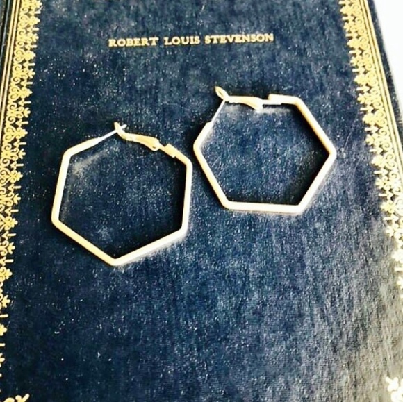 Alquimia Gold Hexagon Hoop Earrings - Picture 1 of 4